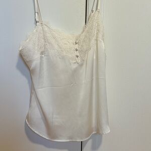 Elegant Lace Trim White Camisole